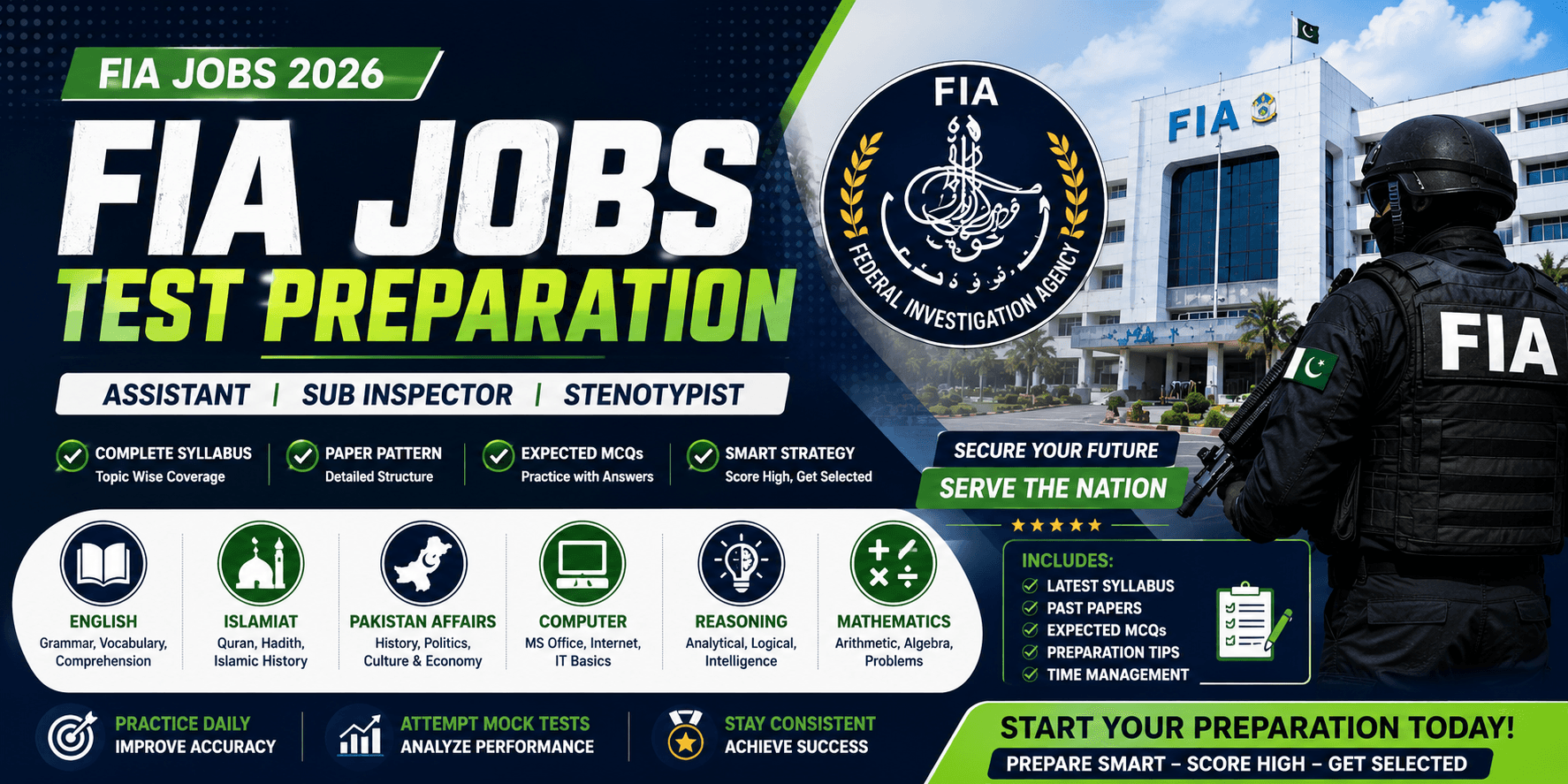 FIA Jobs Test Preparation 2026 - Assistant, Sub Inspector & Stenotypist Complete Guide (Syllabus, Paper Pattern & Expected MCQs)